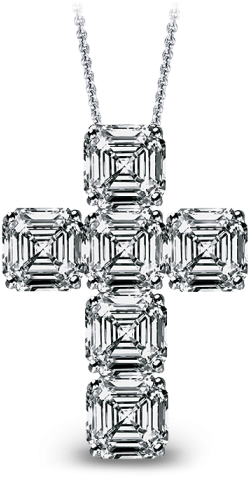 Elegant Diamond Cross Pendant PNG