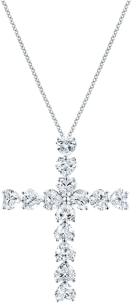 Elegant Diamond Cross Pendant Necklace PNG