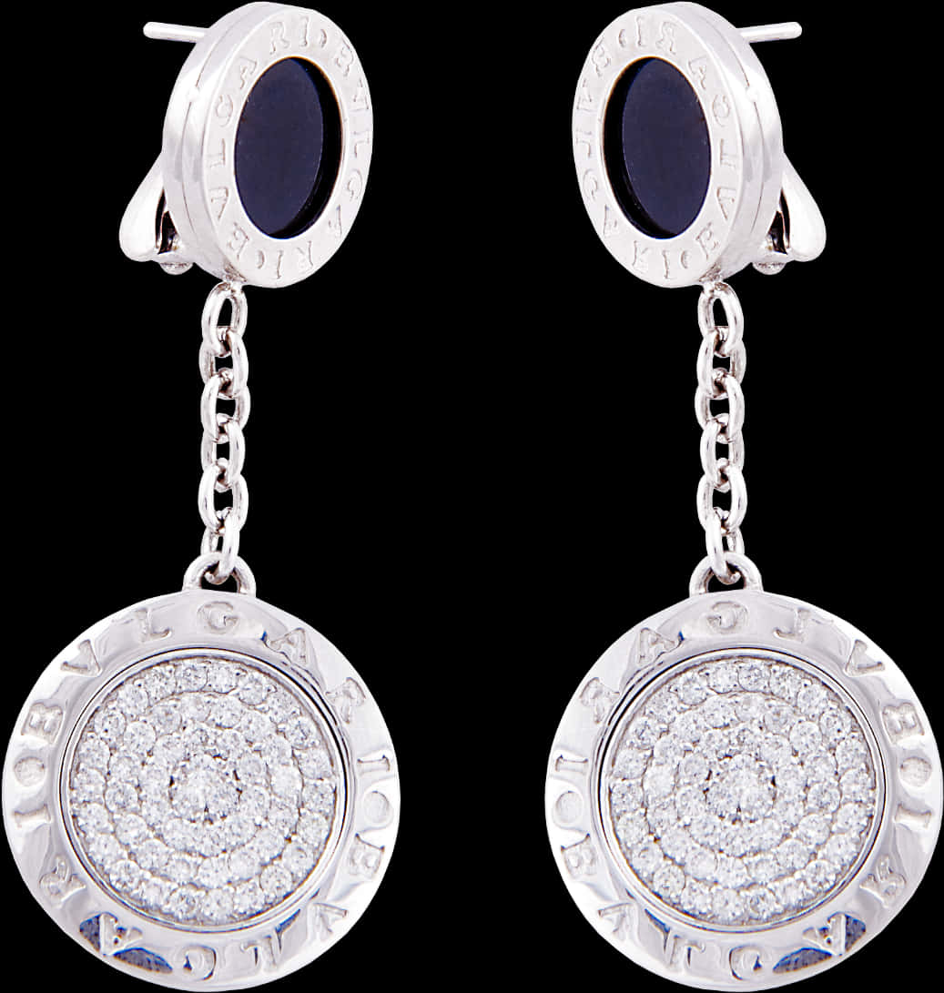 Elegant Diamond Drop Earrings PNG