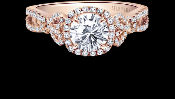 Elegant Diamond Engagement Ring Rose Gold PNG