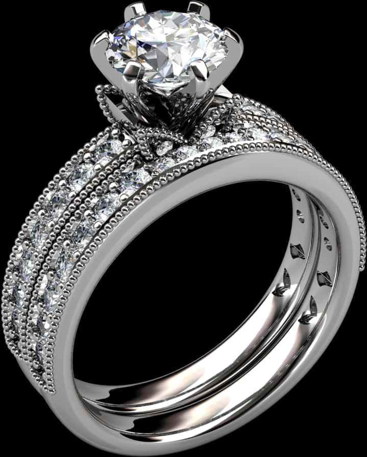 Elegant Diamond Engagement Ring PNG