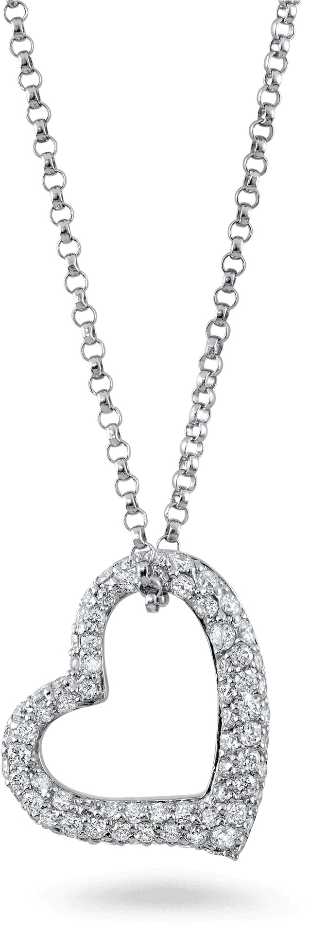 Elegant Diamond Heart Pendant Necklace PNG