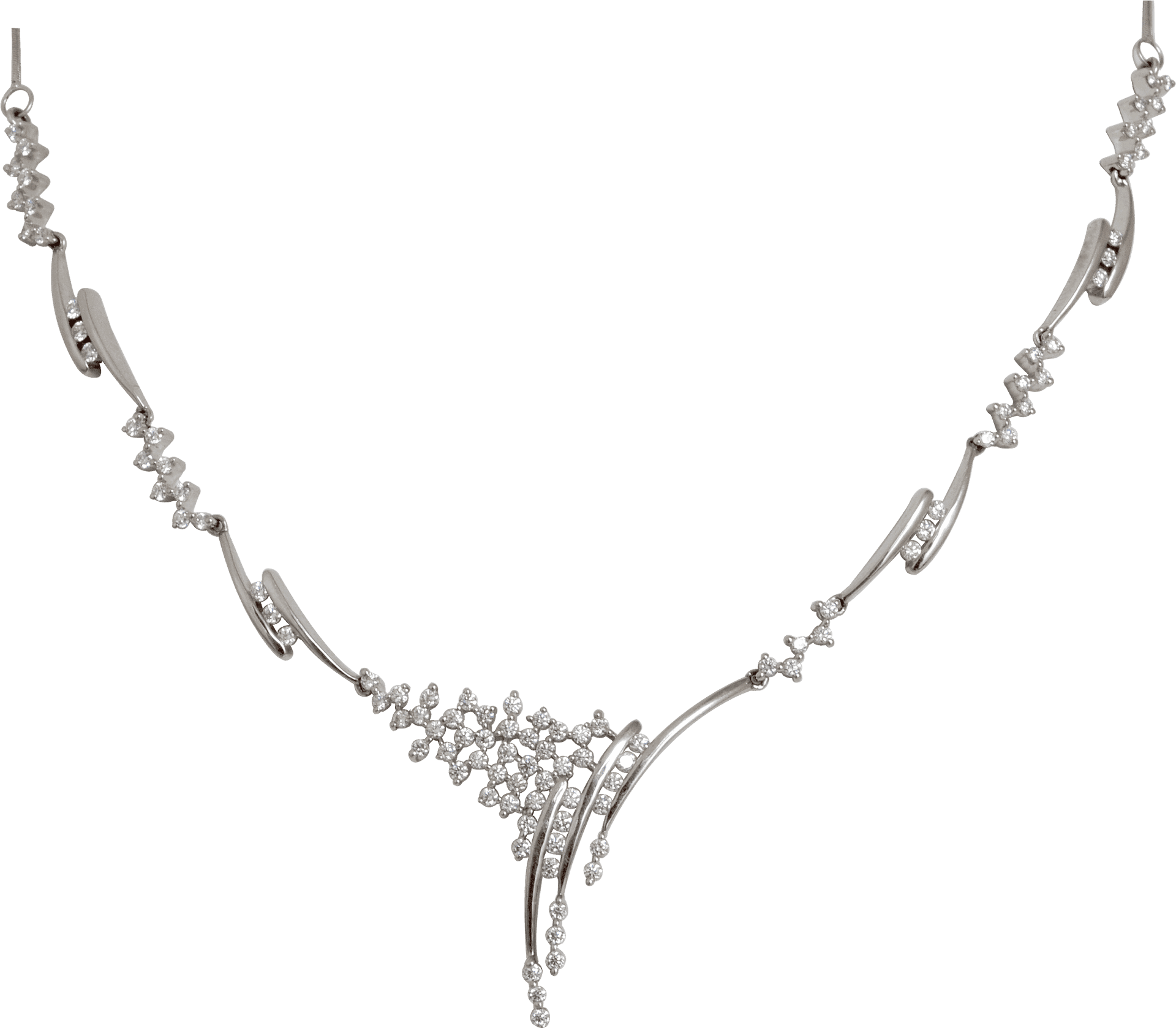 Elegant Diamond Necklace Design PNG