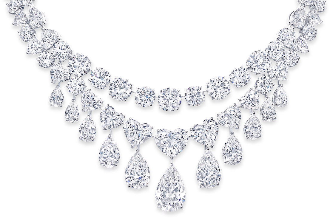 Elegant Diamond Necklace Design PNG