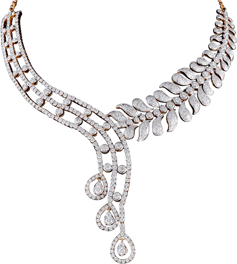 Elegant Diamond Necklace Design PNG