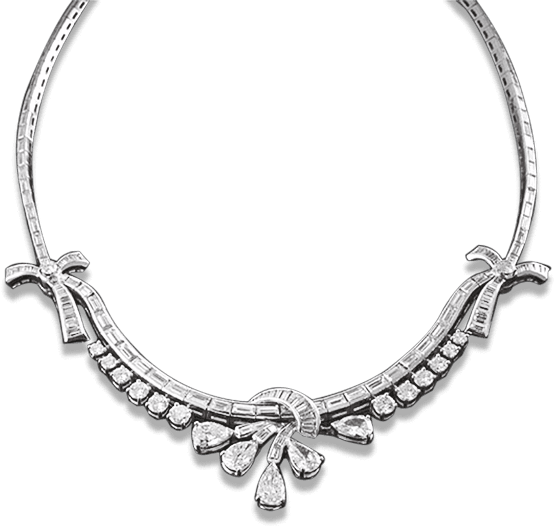 Elegant Diamond Necklace Design PNG