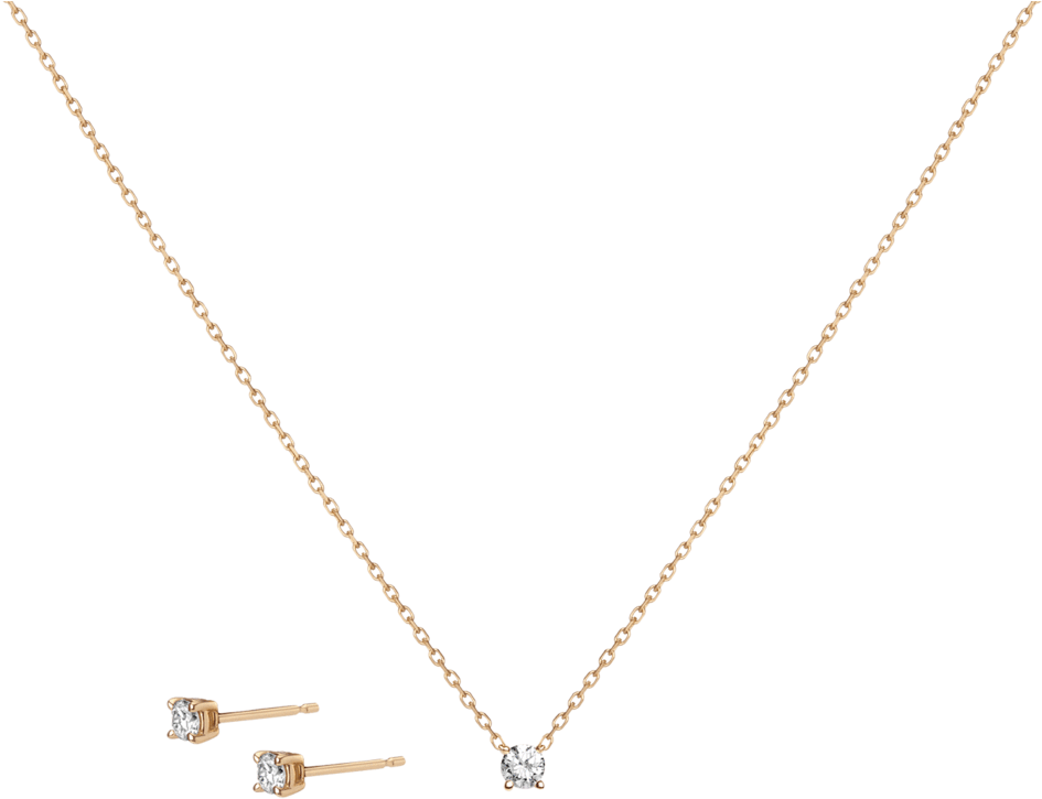 Elegant Diamond Necklaceand Earrings Set PNG