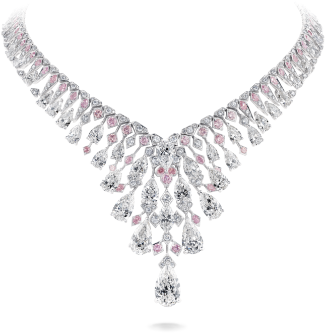 Elegant Diamond Pink Sapphire Necklace PNG
