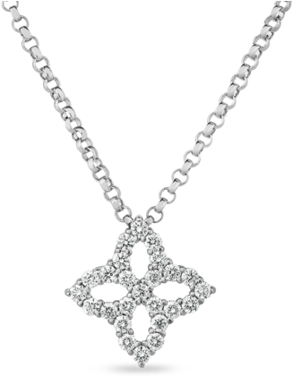 Elegant Diamond Quatrefoil Pendant Necklace PNG
