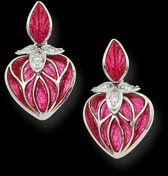 Elegant Diamond Ruby Earrings PNG