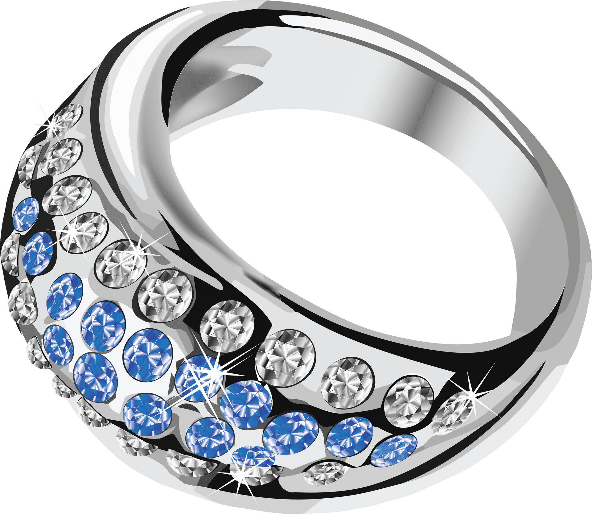 Elegant Diamond Sapphire Ring Design PNG