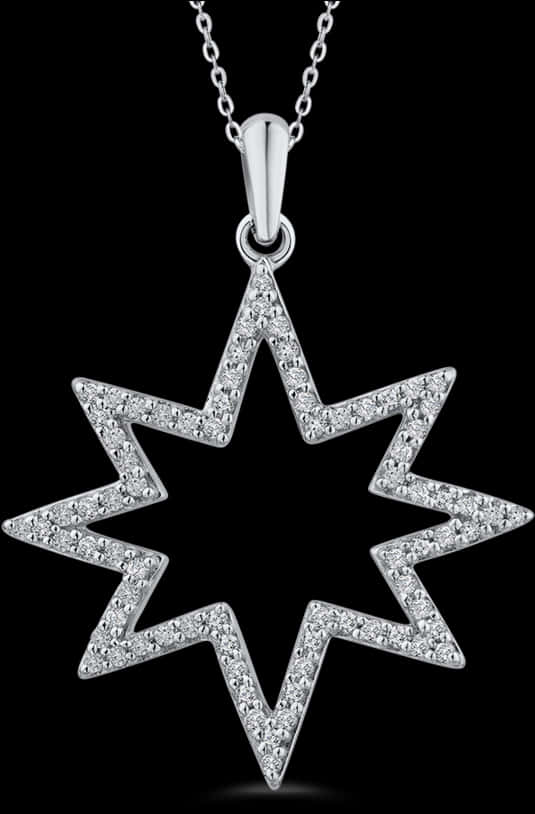 Elegant Diamond Star Pendant PNG