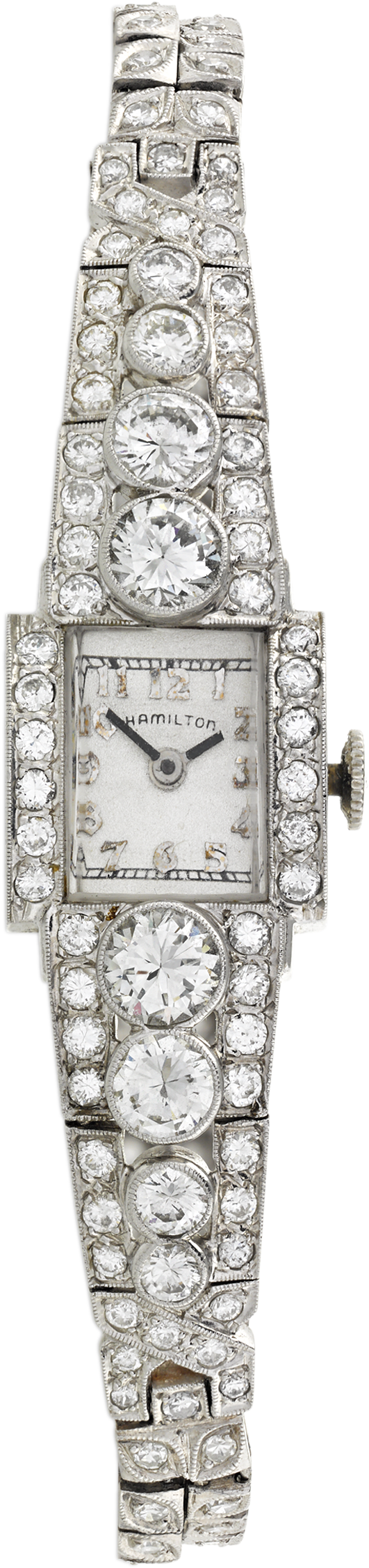 Elegant Diamond Studded Hamilton Wristwatch PNG