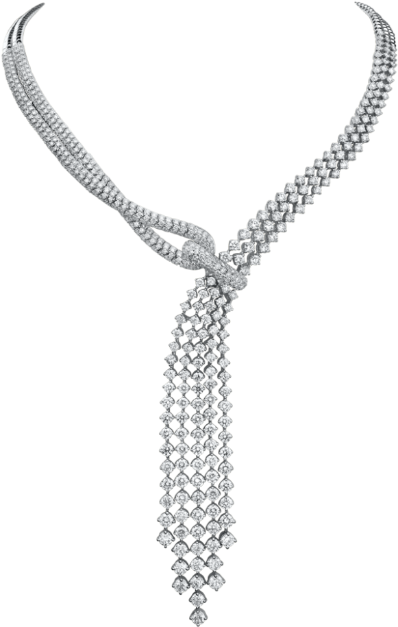 Elegant Diamond Tassel Necklace PNG
