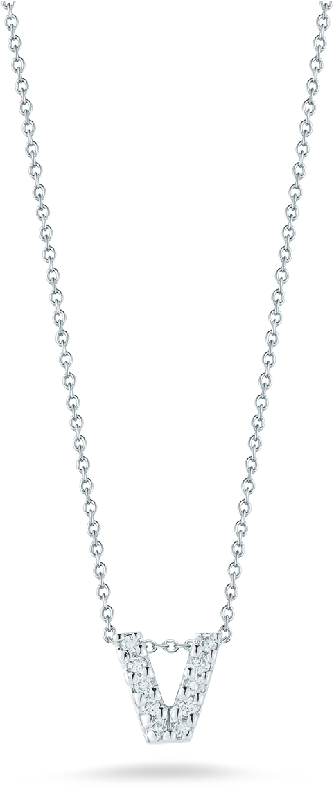 Elegant Diamond V Pendant Necklace PNG