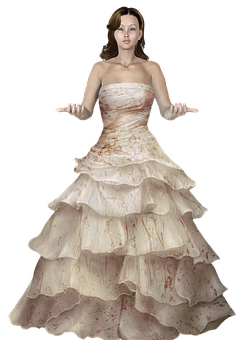 Elegant Digital Art Womanin Gown PNG