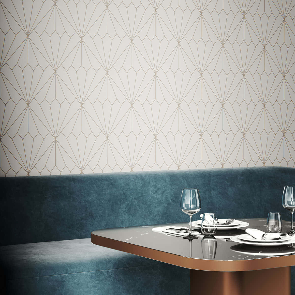 Elegant Dining Setup Geometric Wallpaper Wallpaper