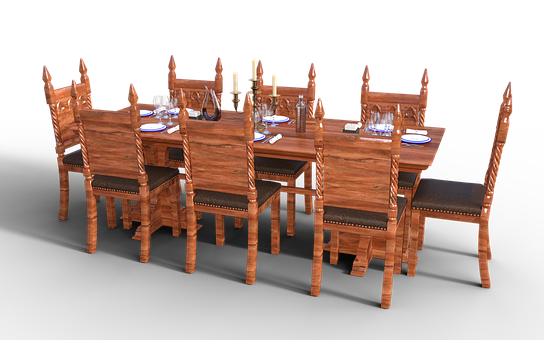 Elegant Dining Table Set PNG