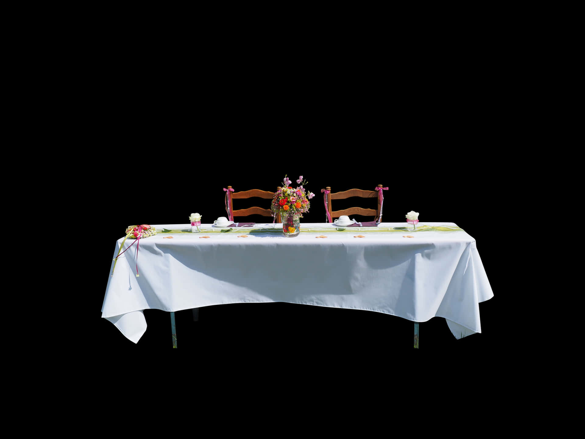 Elegant Dinner Table Setup PNG