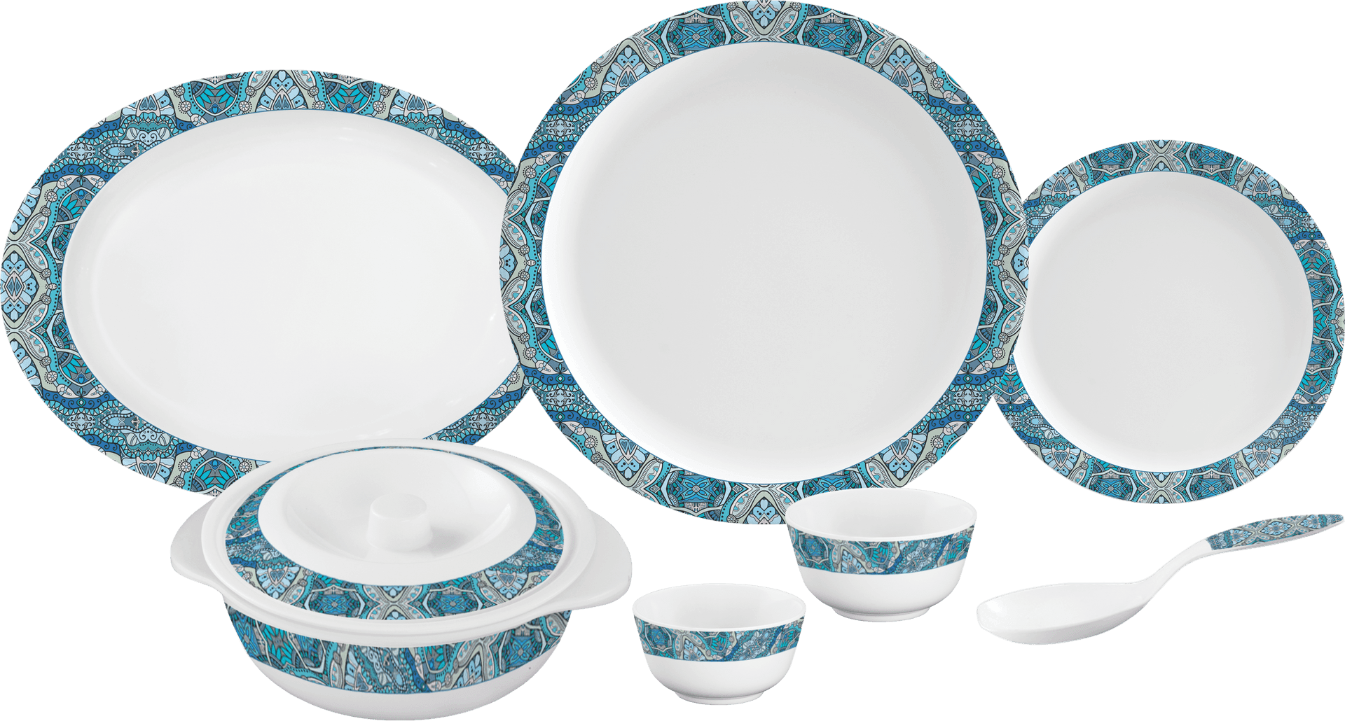 Elegant Dinnerware Set Patterned PNG