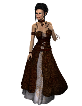 Elegant Elfin Brown Dress PNG