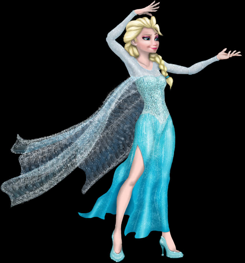 Elegant Elsa Frozen Character Pose PNG