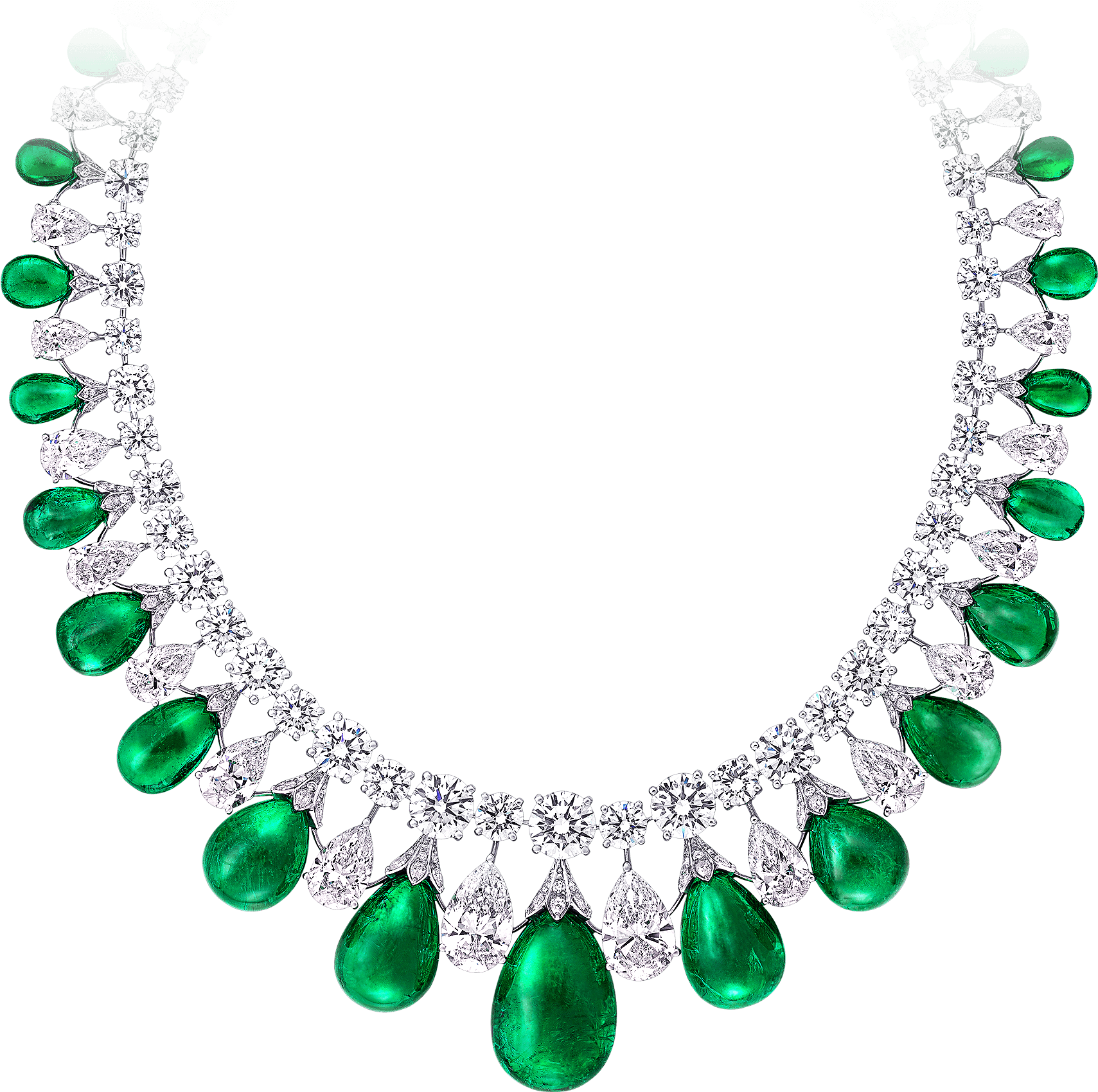 Elegant Emerald Diamond Necklace PNG