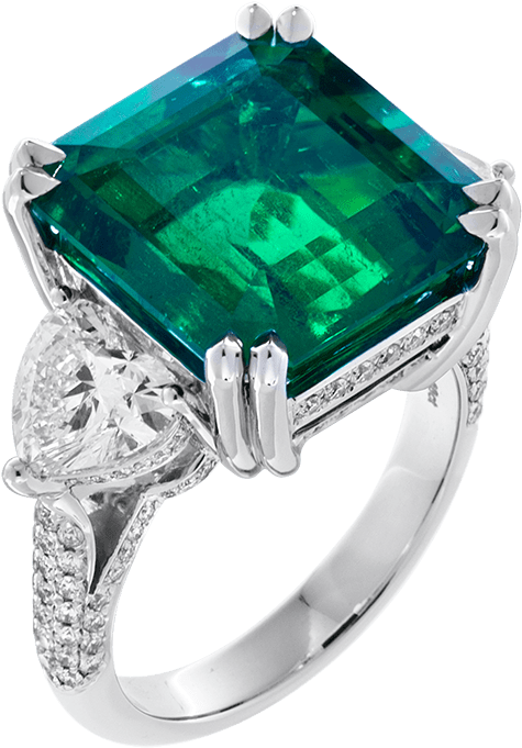 Elegant Emerald Diamond Ring PNG
