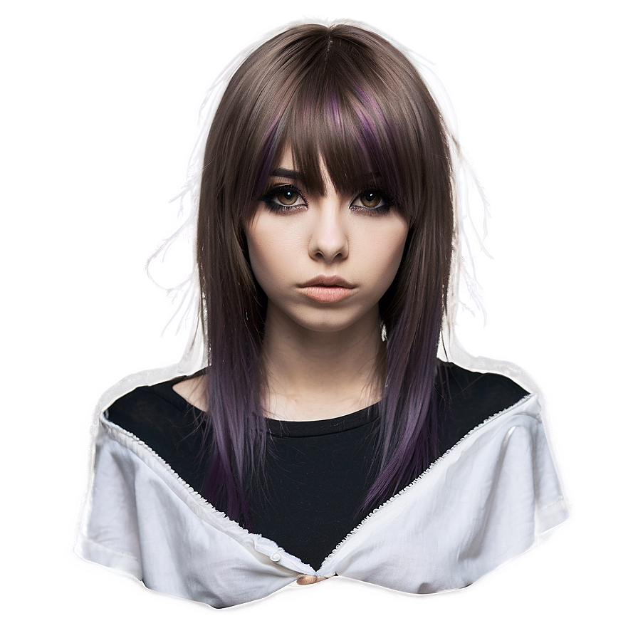 Elegant Emo Hairstyle Png 05252024 PNG