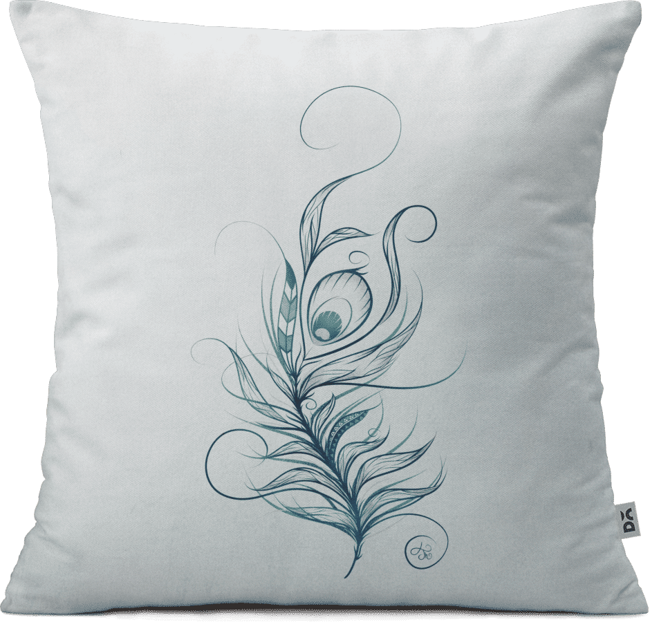 Elegant Feather Art Cushion Design PNG