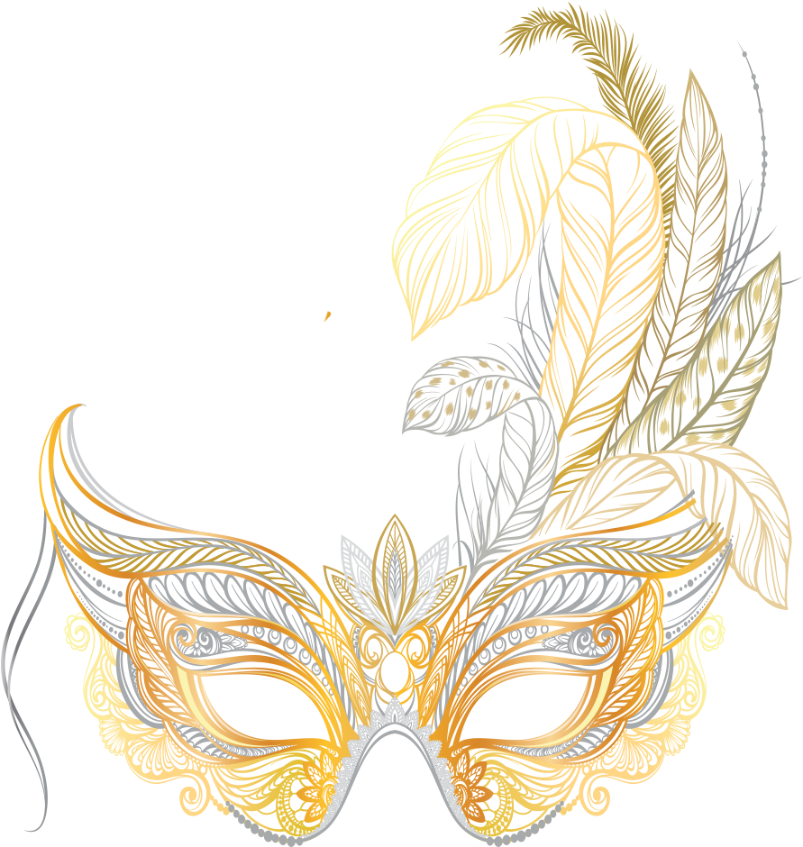 Elegant Feathered Masquerade Mask Vector PNG