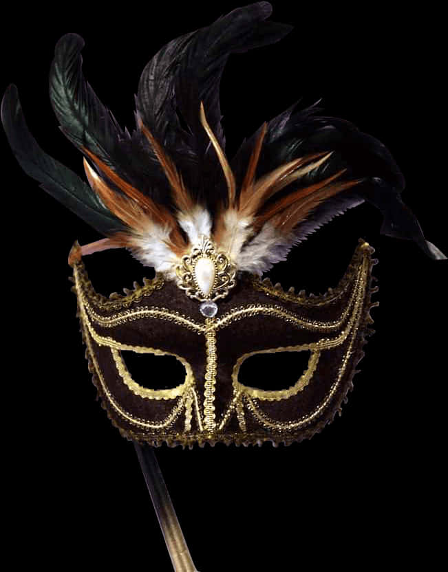 Elegant Feathered Venetian Mask PNG