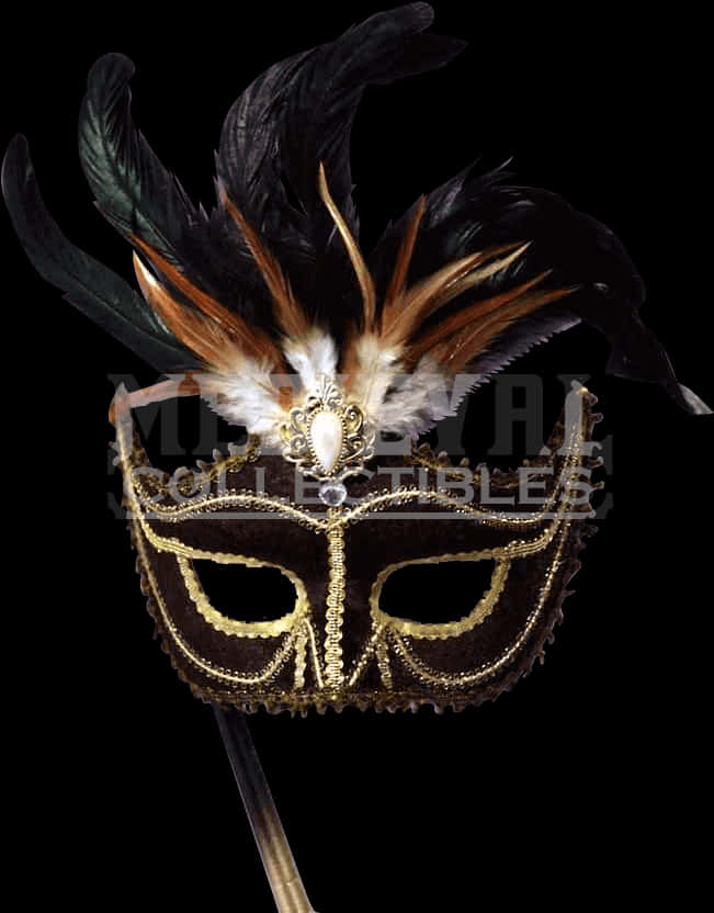 Elegant Feathered Venetian Mask.jpg PNG