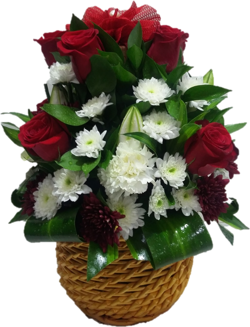 Elegant Floral Arrangement Basket PNG