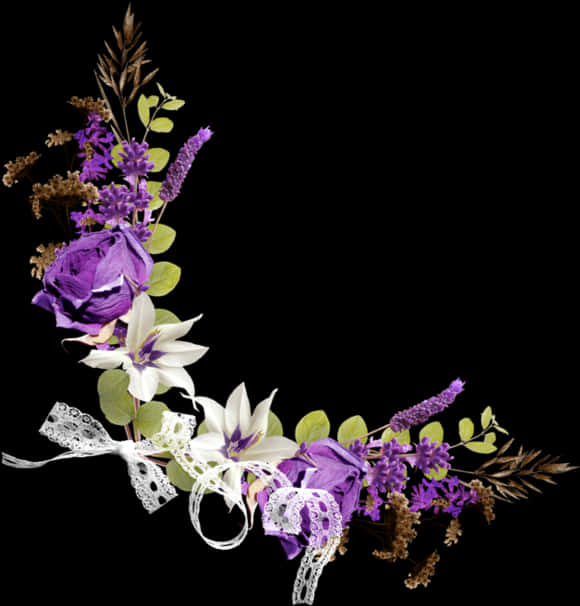 Elegant Floral Arrangementon Black PNG