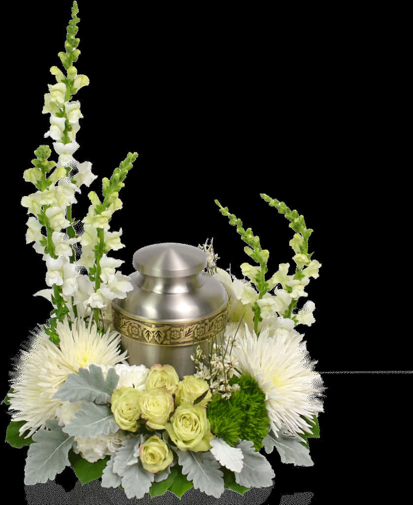 Elegant Floral Arrangementwith Urn PNG