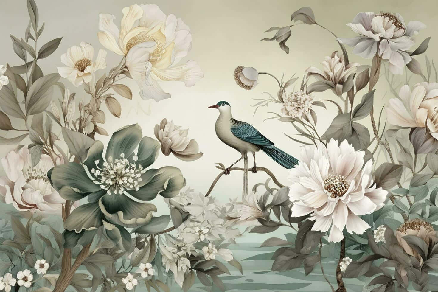 Elegant_ Floral_ Bird_ Mural.jpg Wallpaper