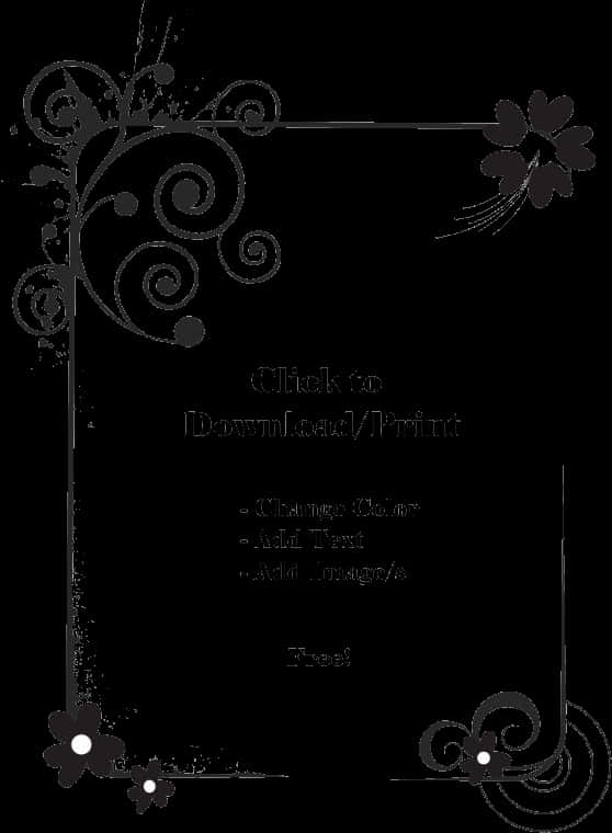 Elegant Floral Black Border Template PNG