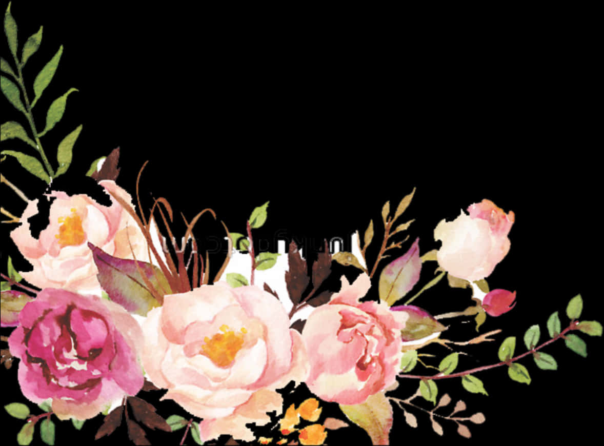 Elegant Floral Border Design PNG