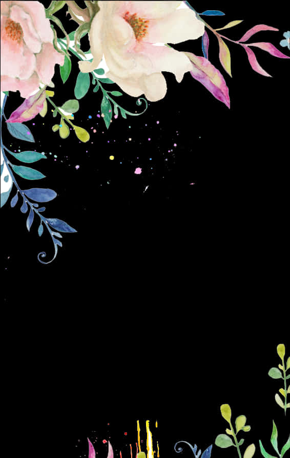Elegant Floral Borderon Black Background PNG