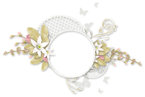 Elegant Floral Butterfly Frame Design PNG