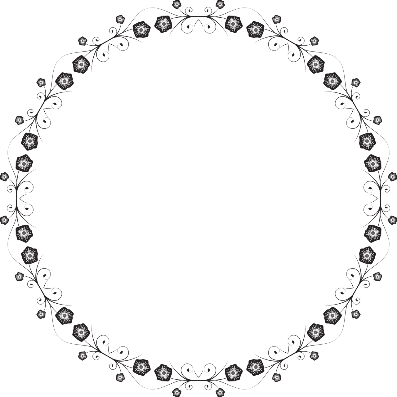 Elegant Floral Circle Frame PNG