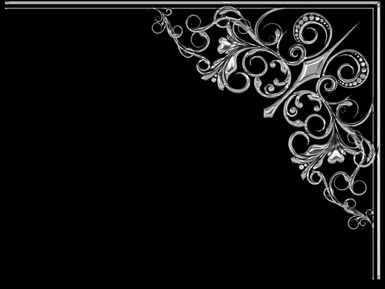 Elegant Floral Corner Design PNG