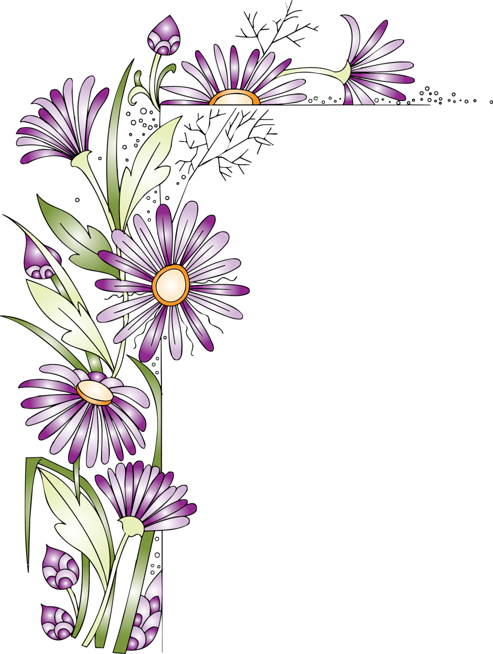 Elegant Floral Corner Design PNG