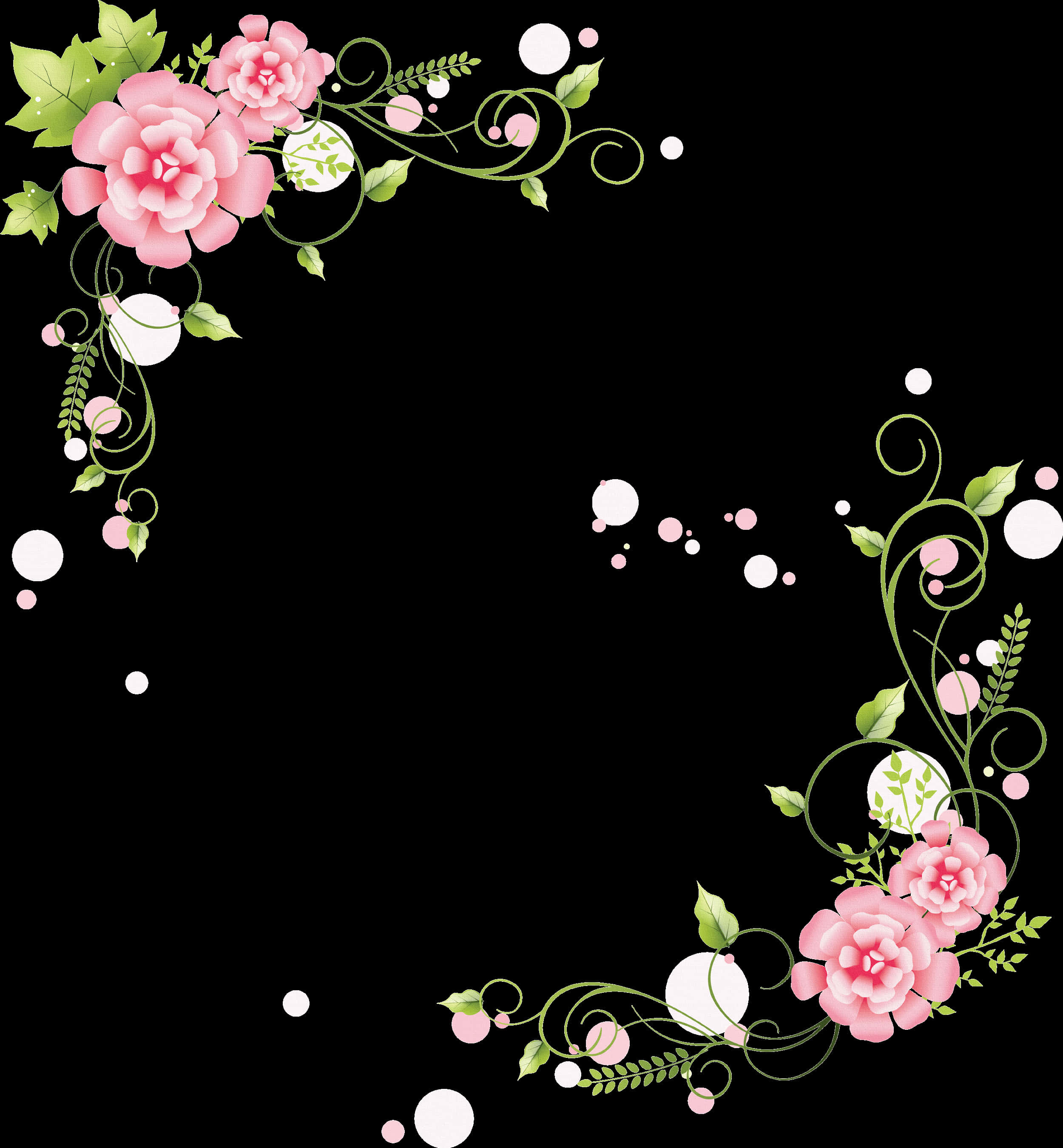 Elegant Floral Corner Design PNG