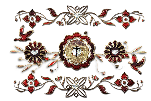 Elegant Floral Cross Design PNG