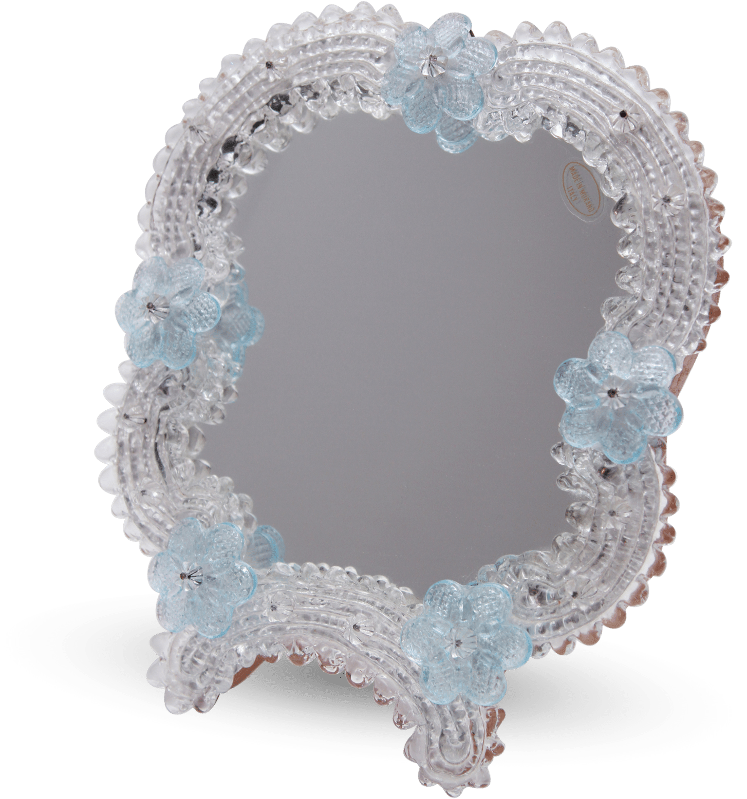 Elegant Floral Decorated Mirror PNG