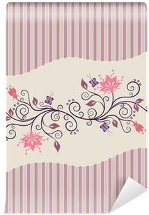Elegant Floral Designon Striped Background PNG