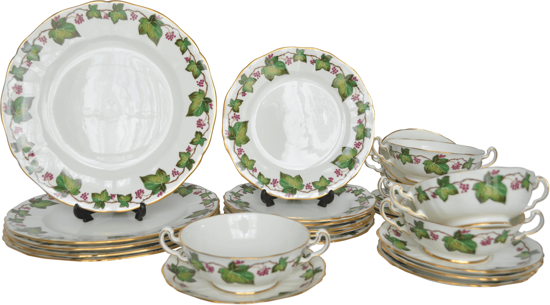 Elegant Floral Dinnerware Set PNG