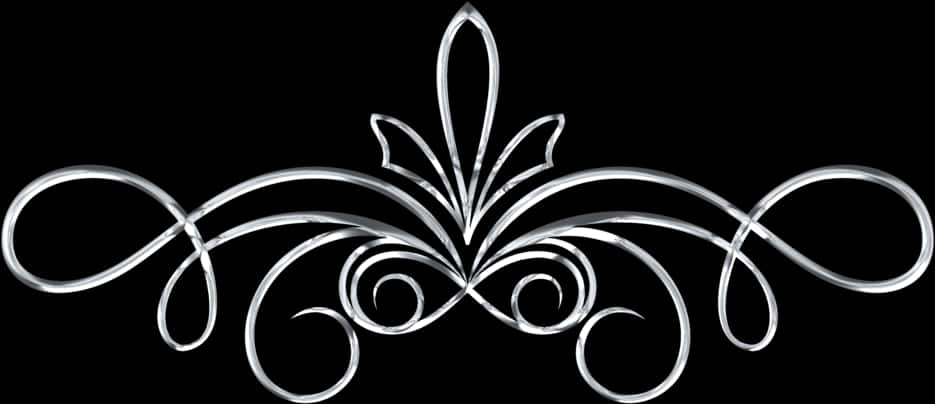 Elegant Floral Divideron Black Background PNG